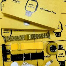 G9 Ultra Pro Smart Watch Fendior Golden Edition | Bluetooth Calling with NFC Supported | 3 Pairs of Straps | Sports Functions | Wireless Charing
